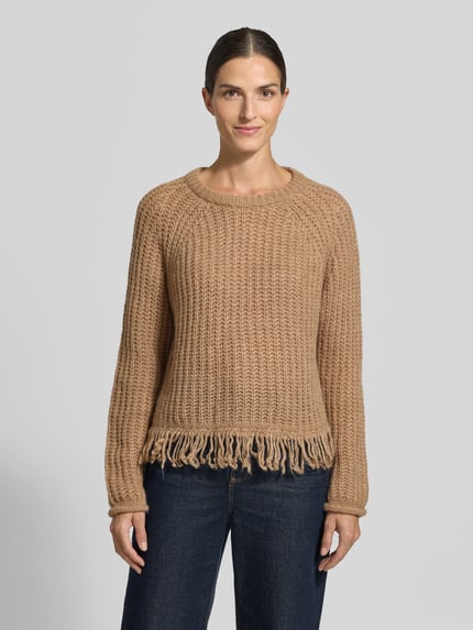 Smith and Soul Regular Fit Strickpullover aus Woll-Mix mit Fransen Mittelbraun 4