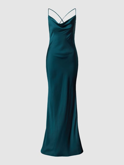 Jake*s Cocktail Abendkleid mit Wasserfall-Ausschnitt Dunkelgruen Melange 2