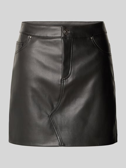NOISY MAY® Minirok in leerlook, model 'KATE' Zwart - 2