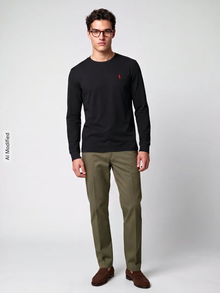 Polo Ralph Lauren Regular Fit Langarmshirt aus reiner Baumwolle Black 1