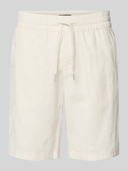 Produktfoto, Shorts aus Leinen-Baumwoll-Mix Modell 'barton' von Matinique in Creme mit elastischem Bund, Tunnelzug, Regular-Fit, strukturierte Oberfläche, Bundweite 43 cm, Innenbeinlänge 21 cm, Größe M