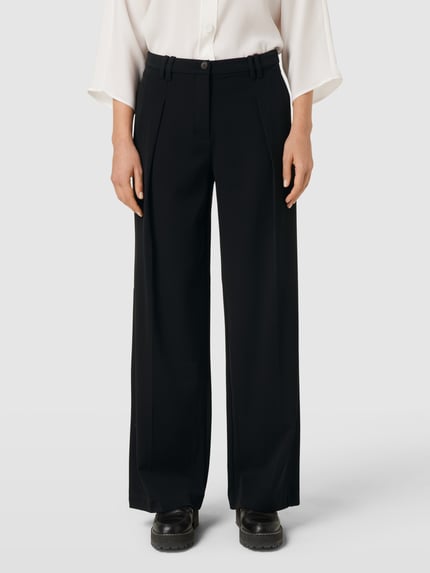 Tom Tailor Flared Cut Stoffhose mit Bundfalten Black 4