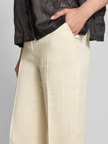 Max Mara Studio Spodnie lniane z prostą nogawką w kant model ‘CORDOVA’ Écru 3