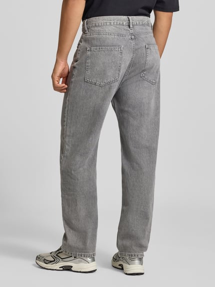 REVIEW Straight Fit Jeans aus reiner Baumwolle im Used-Look Mittelgrau 5