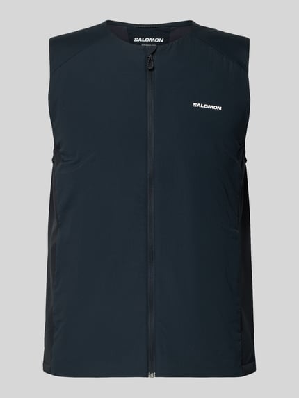 Produktfoto, Weste mit Reißverschluss und Logo von Salomon, regular fit, ronde hals, zwart met logo, materiaal-mix met stretch, voorkant