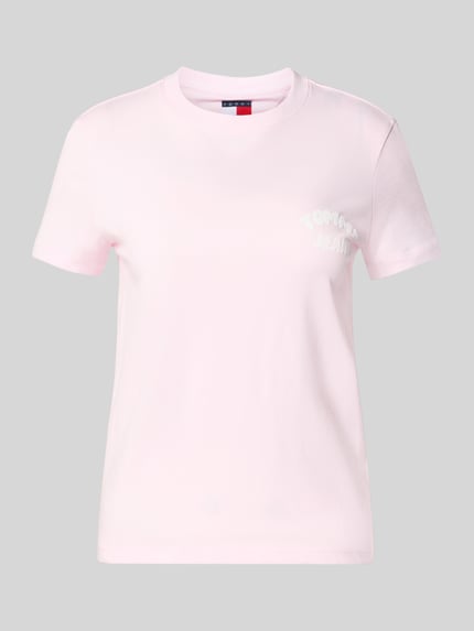 Tommy Jeans męski t-shirt o kroju regular fit z czystej bawełny model 'BUBBLE' Mocnoróżowy 2