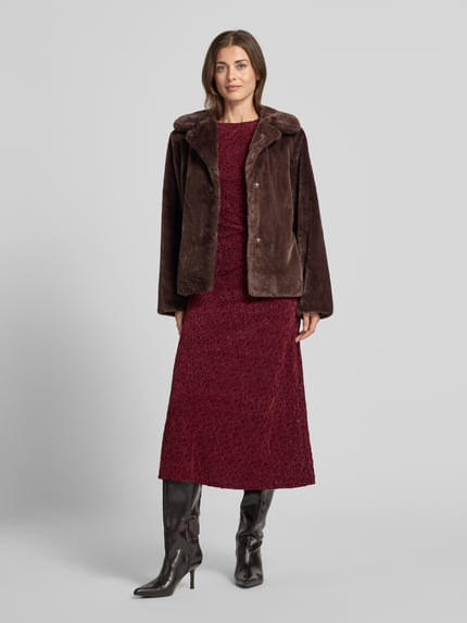 Jake*s Collection Zachte jas van imitatiebont met platte kraag Donkerbruin - 1