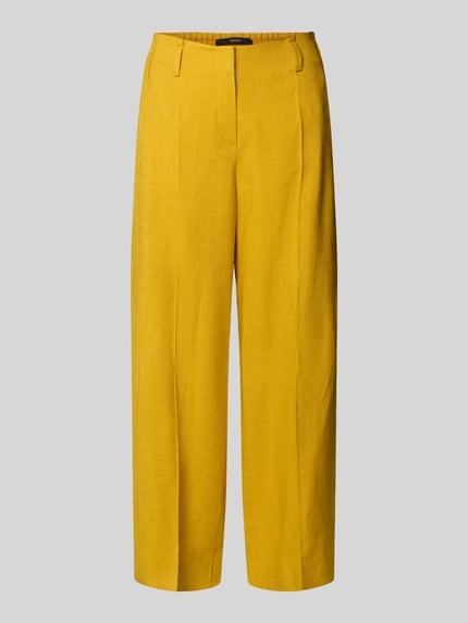Produktfoto, Wide Leg Hose aus Leinen-Mix von Windsor in Gelb mit Bügelfalten, elastischer Bund, glatte Struktur, Damen, Damen HOSE