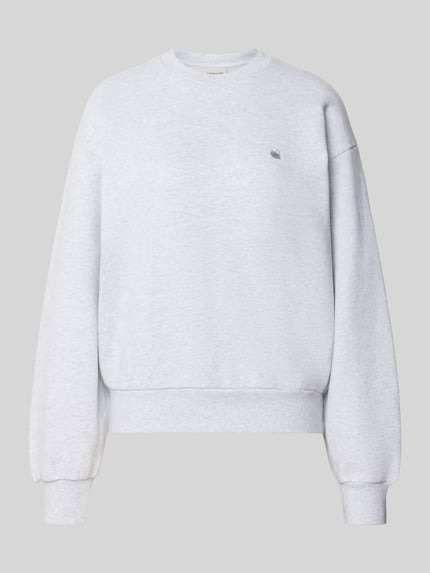 Productfoto, lichtgrijs sweatshirt uit puur katoen Model 'Casey' van Carhartt Work In Progress met losse pasvorm en geribde boorden