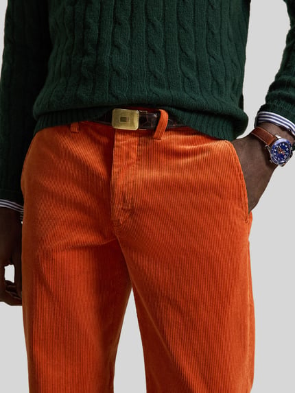 Polo Ralph Lauren Spodnie sztruksowe o kroju straight fit z mieszanki bawełny Pomarańczowy 3