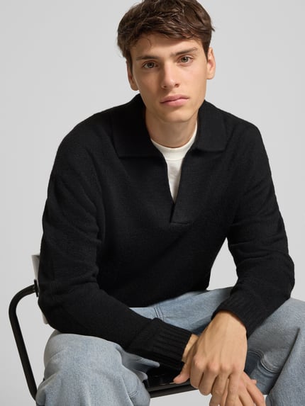 JACK & JONES Loose Fit Strickpullover mit Woll-Anteil Modell 'SOHO' Black 3