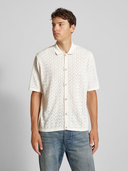 JACK & JONES Regular Fit Freizeithemd mit Lochstickerei Modell 'NOTO' Offwhite 4