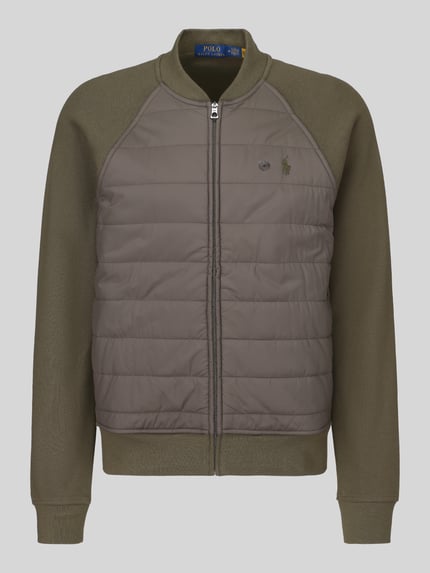 Polo Ralph Lauren Regular Fit Strickjacke mit gestepptem Frontpanel Oliv 2