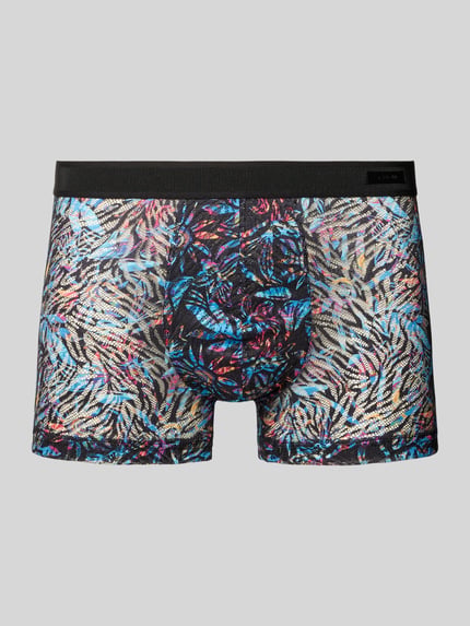 Produktfoto, Trunks mit Label-Detail Modell 'Biscayne' von HOM, bunter Material-Mix mit Stretch, körpernaher Schnitt, elastischer Bund