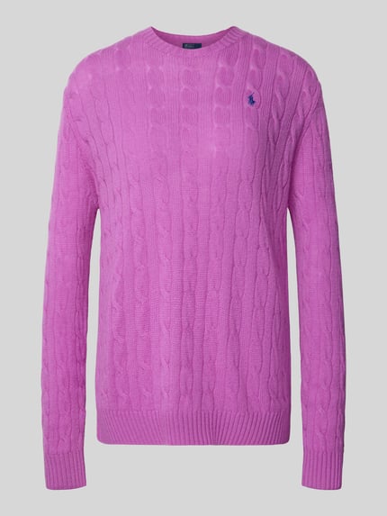 Polo Ralph Lauren Sweter wełniany z mieszanki wełny lana i kaszmiru Fioletowy 2
