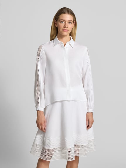 BOSS Relaxed Fit Hemdbluse aus Lyocell-Leinen-Mix Modell 'BADORA' Weiss 4