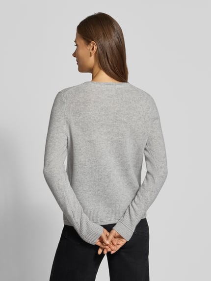 Christian Berg Woman Cardigan aus Wolle mit Rundhalsausschnitt Hellgrau Melange 5