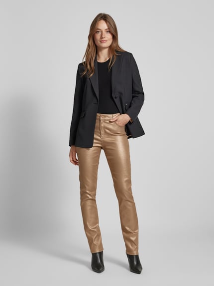 Christian Berg Woman Slim Fit Stoffhose mit 5-Pocket-Design Gold 1