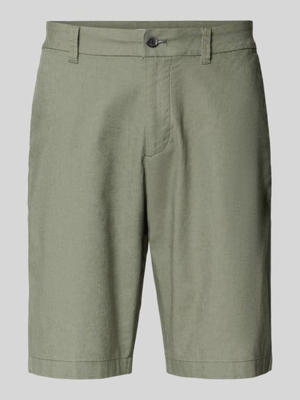 Produktfoto, Regular Fit Bermuda aus Leinen-Baumwolle-Mix von Tom Tailor Denim, jednolity kolor, krój regular fit, tkanina gładka, kieszenie z przodu i z tyłu