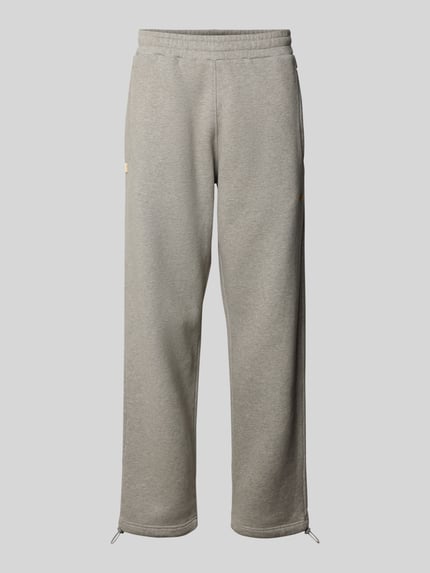 Produktfoto, Sweatpants mit elastischem Bund Modell 'Script' von BLKVIS in Grau, Reine Baumwolle, Relaxed-Fit, Innenbeinlänge 83 cm bei Größe M, weiche Textur, gerade Form