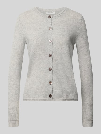 Produktfoto, Cardigan aus Wolle mit Rundhalsausschnitt von Christian Berg Woman, hellgrau, Knopfleiste, Regular Fit, Strukturstrick