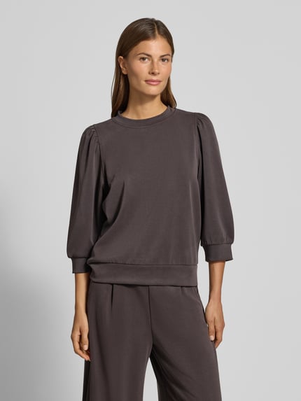 Rich & Royal Sweatshirt mit Puffärmeln und Rundhalsausschnitt Schoko 4