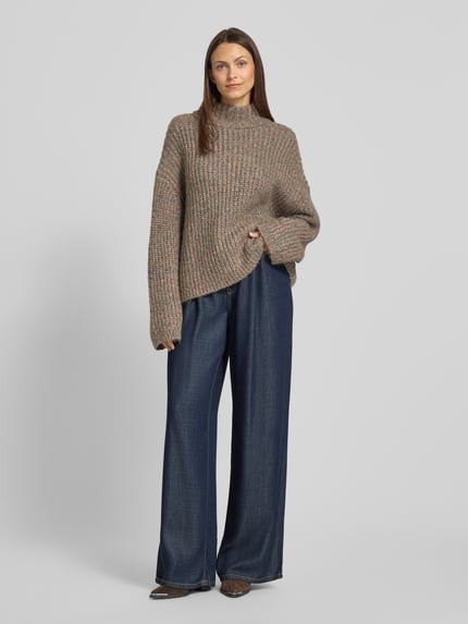Jake*s Casual Sweter z dzianiny ze stójką Oliwkowy 1