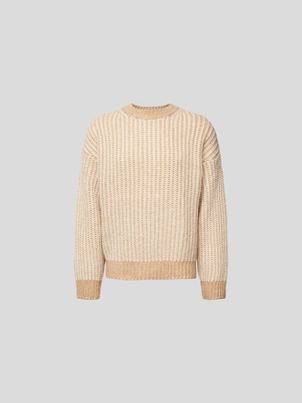 Filippa K Sweter w dzianinowym wyglądzie Camel 2