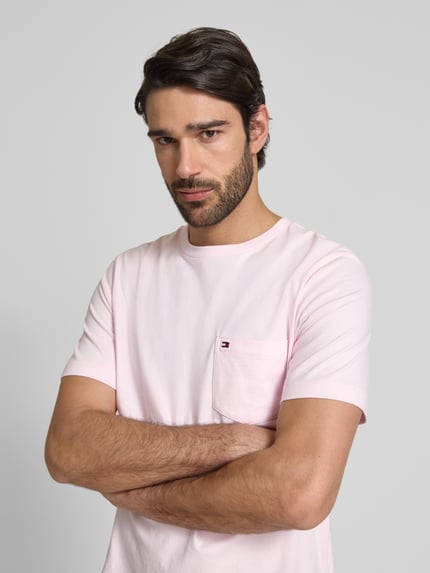 Tommy Hilfiger T-shirt o kroju regular fit z czystej bawełny Mocnoróżowy 3