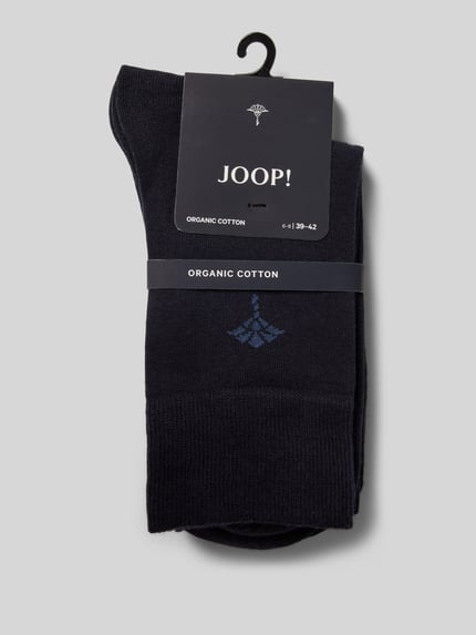 JOOP! COLLECTION Skarpety damskie JOOP! Collection;Mieszanka bawełny ekologicznej z dodatkiem streczu;Zestaw 2 szt.;Nadruk z logo;Elastyczne, prążkowane ściągacze Granatowy 3