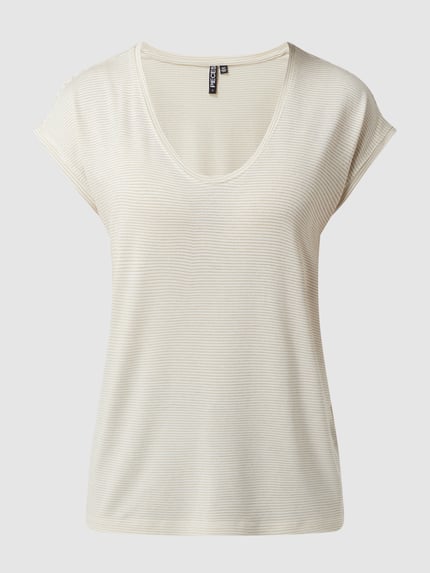 PIECES T-Shirt mit Effektgarn Modell 'Billo' Weiss 2