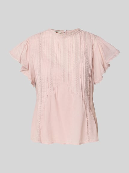 Bluzka o kroju regular fit z czystej bawełny z ażurowym wzorem Shop The Look MANNEQUINE