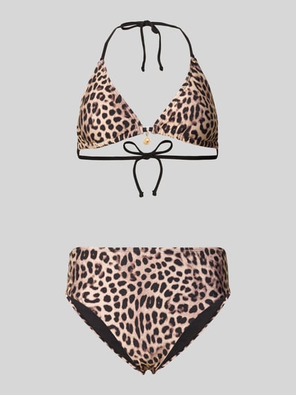 Productfoto, Slim Fit Bikini-Set met motiefhanger model 'Liz' van Shiwi, elastische materiaalmix, allover dierenprint, neckholder