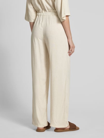 Moves Stoffhose aus Viskose-Leinen-Mix mit elastischem Bund Beige 5