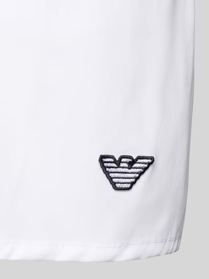 Emporio Armani Straight Fit Badeshorts mit Logo-Detail Weiss 2