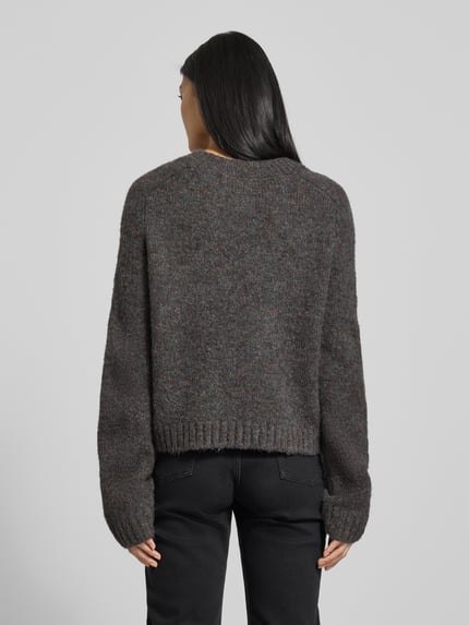VERO MODA Regular Fit Strickpullover mit Woll-Anteil Modell 'INGRID' Dunkelgrau Melange 5