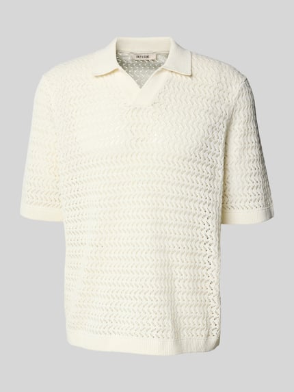 Produktfoto, Regular Fit Poloshirt aus Baumwoll-Mix Modell 'NYLE' von Only & Sons in Creme, kurze Ärmel, Strickoptik, strukturierte Oberfläche