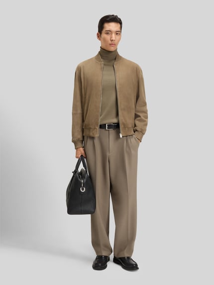BOSS Regular fit coltrui van pure scheerwol, model 'MUSSO' Leem - 1