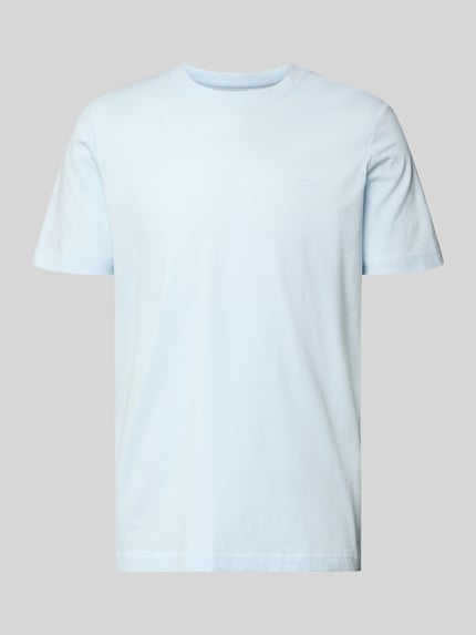 Produktfoto, Regular Fit T-Shirt aus reiner Baumwolle von s.Oliver RED LABEL, Optik: Unifarben, Passform: Regular-Fit, Label-Schriftzug, Rundhals, Ärmelform: Kurzarm, Materialverarbeitung: Jersey, Material: Reine Baumwolle, hellblau, glatte Textur