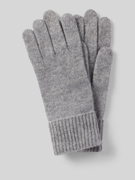 Christian Berg Woman Handschuhe aus reinem Kaschmir mit gerippten Abschlüssen Graphit Melange 1