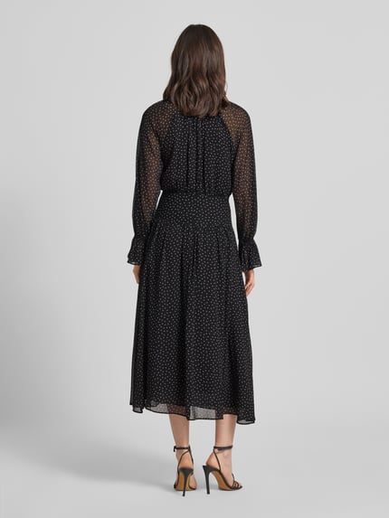 MANGO Midikleid mit kleinem Stehkragen Modell 'POLKY' Black 5