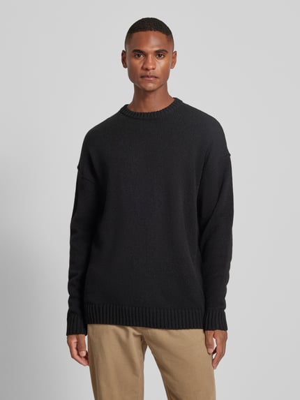 DRYKORN Gebreide pullover met extra brede schouders, model 'Malio' Zwart - 4