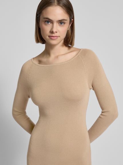 REVIEW Minikleid mit U-Boot-Ausschnitt Taupe 3