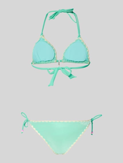 Produktfoto, Bikini mit Ziersteinen Modell 'Neosun' von Banana Moon, elastyczna mieszanka materiałów, ozdobne kamienie, haft, charm, mięta