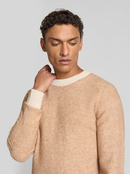 Selected Regular Fit Strickpullover mit Alpaka-Woll-Mix Modell 'RAI' Mittelbraun 3