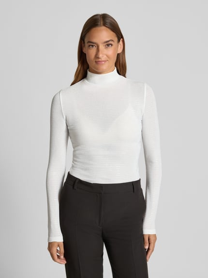 HUGO Slim Langarmshirt mit Paillettenbesatz Modell 'DRISILA' Offwhite 4