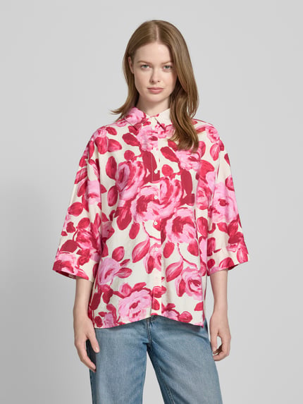 MSCH Copenhagen Regular Fit Bluse mit 3/4-Arm Modell 'Edrina' Pink 4