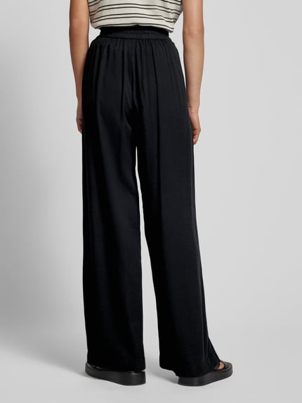 Kaffe Wide leg stoffen broek van een mix van viscose en linnen, model 'MILIA' Zwart - 5