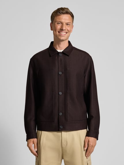 HUGO Slim Fit Hemdjacke mit Schurwoll-Anteil Mittelbraun 4