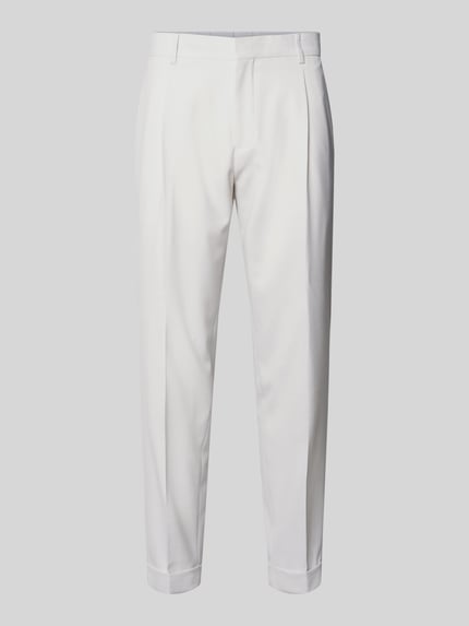 Productfoto, Relaxed Fit Anzughose mit Woll-Anteil Modell 'LUIS2' van Strellson, heren pantalon in effen kleuren look met bandplooi, persplooien, steekzakken, achterzakken, omslag aan de pijpen, sluiting met schuifsluiting en ritssluiting.
